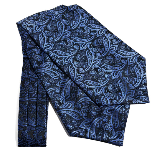 Steel Blue Paisley Jacquard Cravat/Ascot