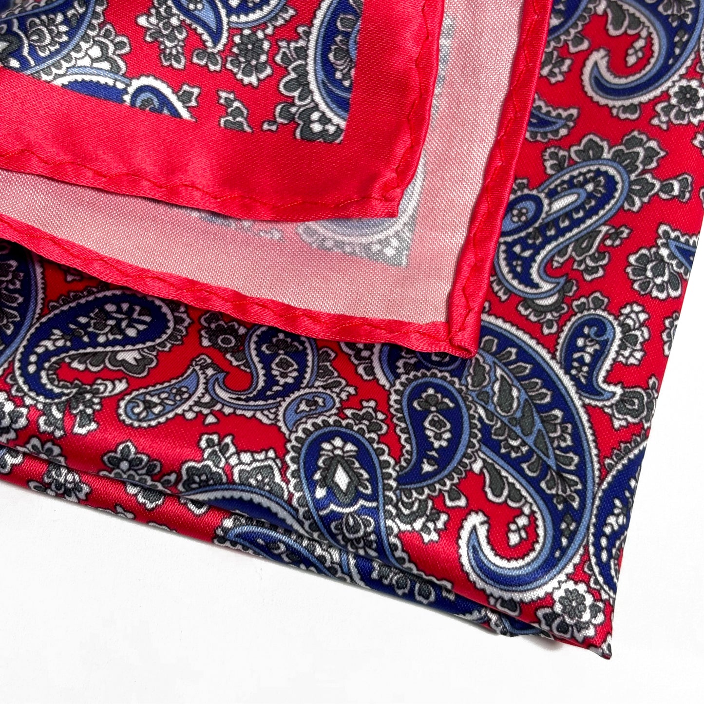 Coral Red Paisley Pocket Square