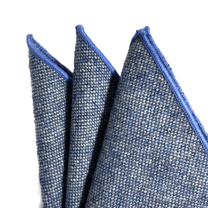 Light Blue Solid Wool Pocket Square