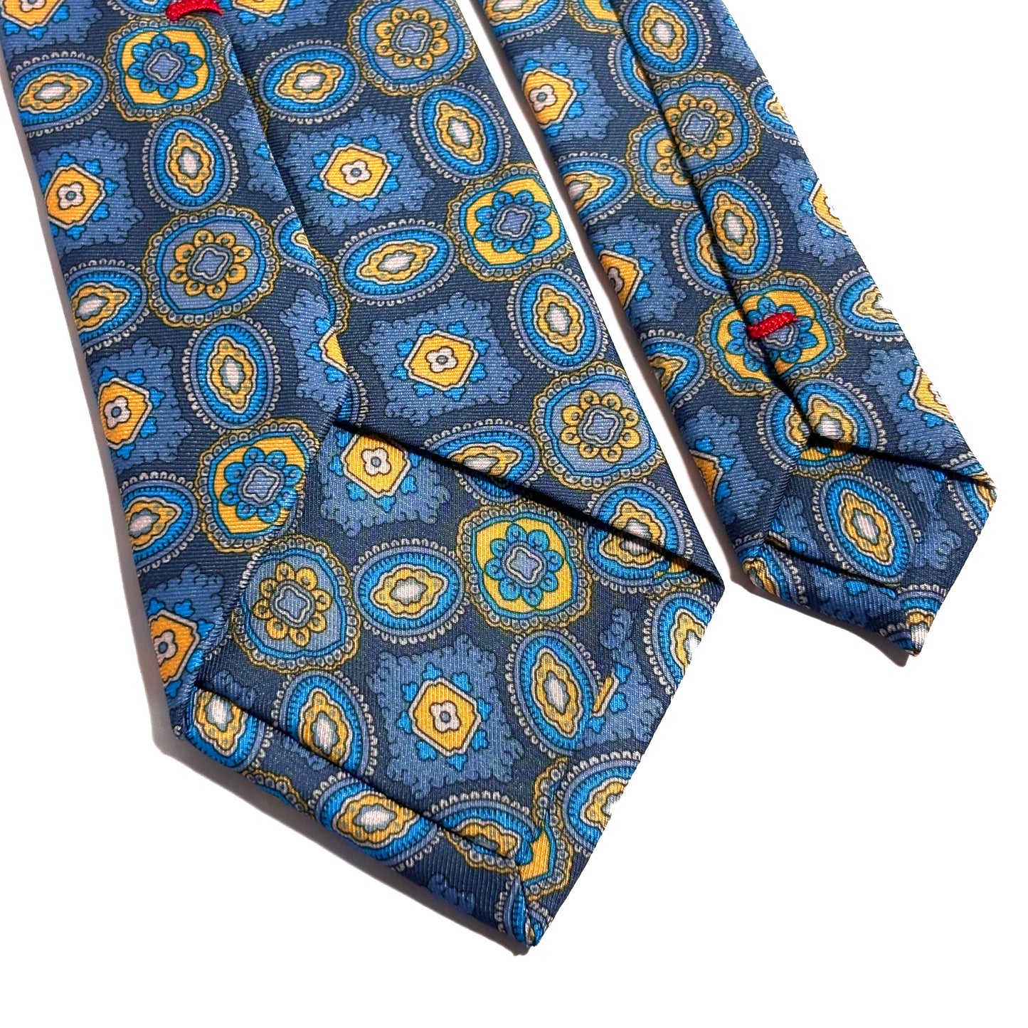 Gray & Blue Medallion Printed Tie