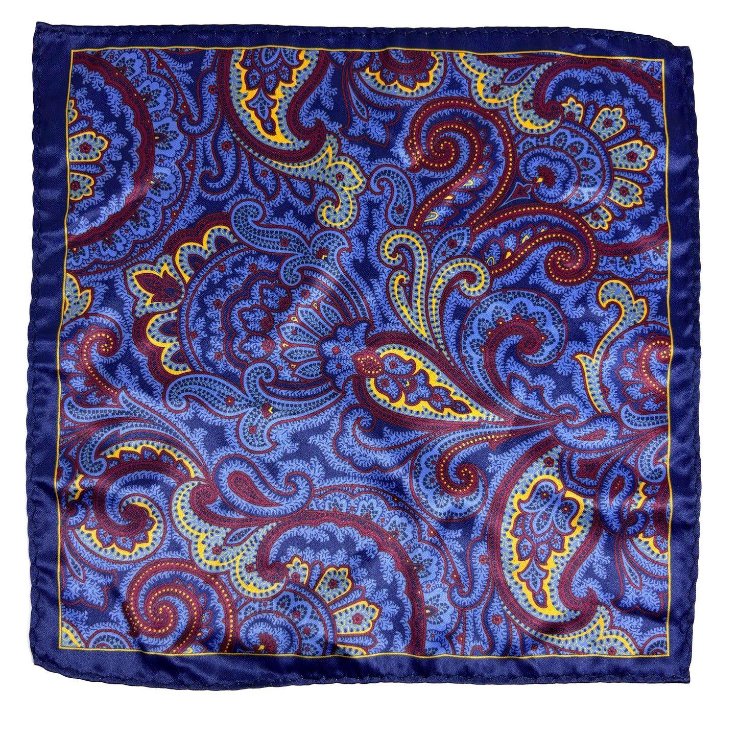 Indigo & Yellow Paisley Pocket Square