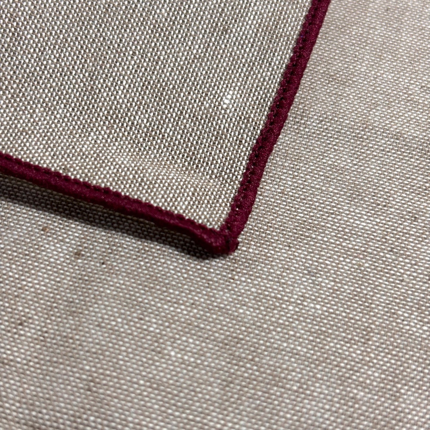 Dark Beige & Mauve Linen/Cotton Pocket Square