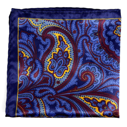 Indigo & Yellow Paisley Pocket Square