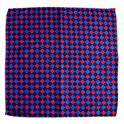 Blue & Red Square Geo Pocket Square