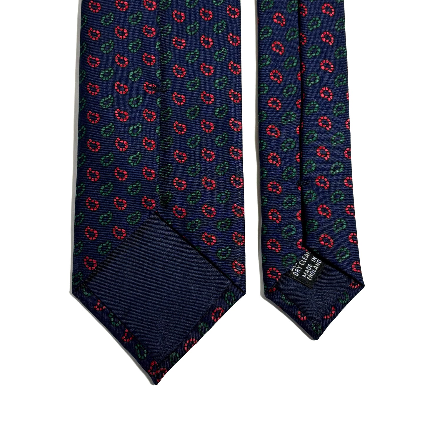 Hand-Printed Navy Blue Paisley Silk Twill Tie - Handmade in England