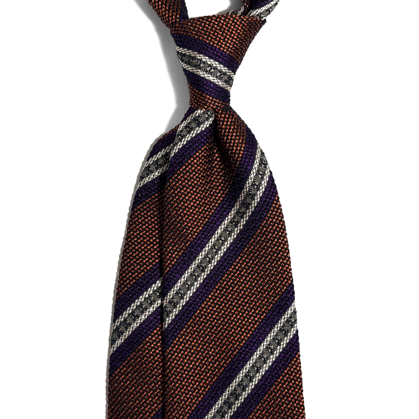 Orange Striped Silk Grenadine Tie (Garza Fina) - Handmade in Italy
