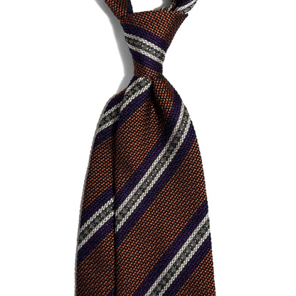Orange Striped Silk Grenadine Tie (Garza Fina) - Handmade in Italy
