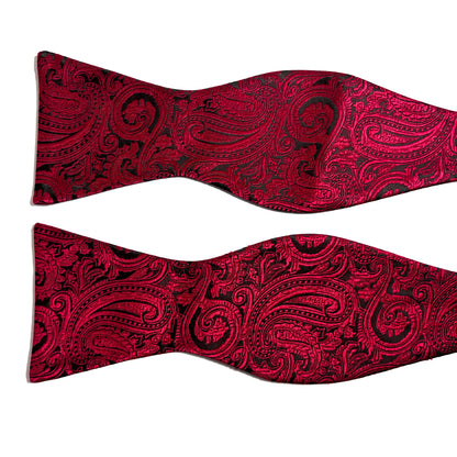 Self-Tie Red Paisley Silk Bow Tie