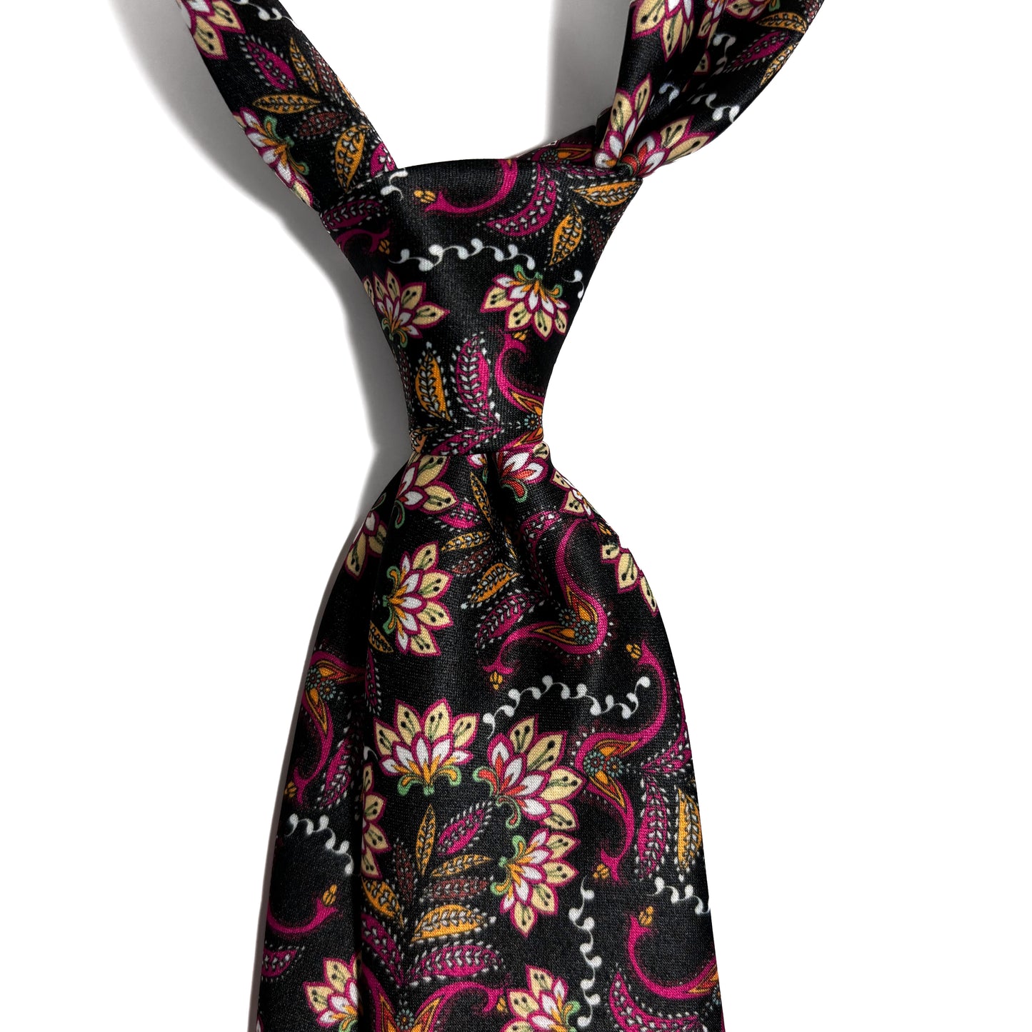 Black Floral Motif Printed Tie