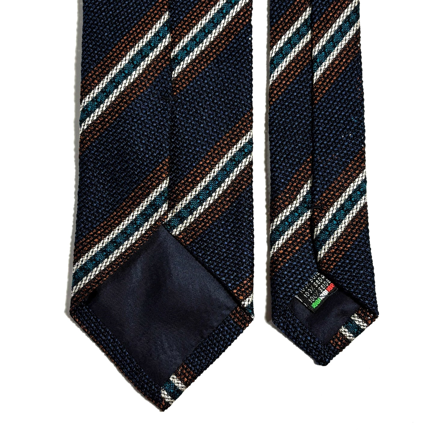 Royal Blue Striped Silk Grenadine Tie (Garza Fina) - Handmade in Italy