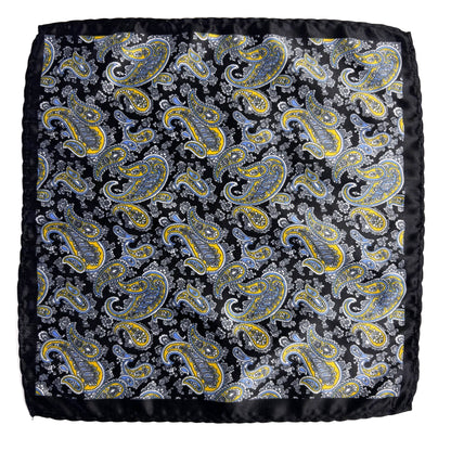 Black & Yellow Paisley Pocket Square