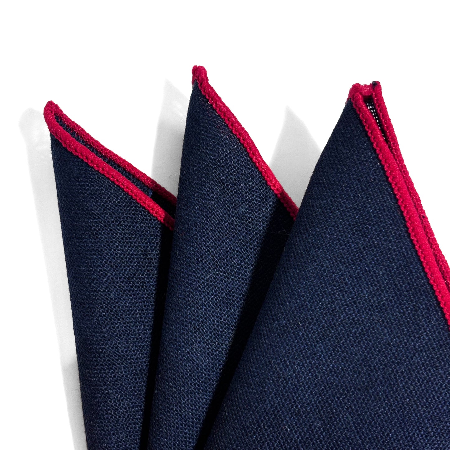 Navy Blue & Red Linen/Cotton Pocket Square