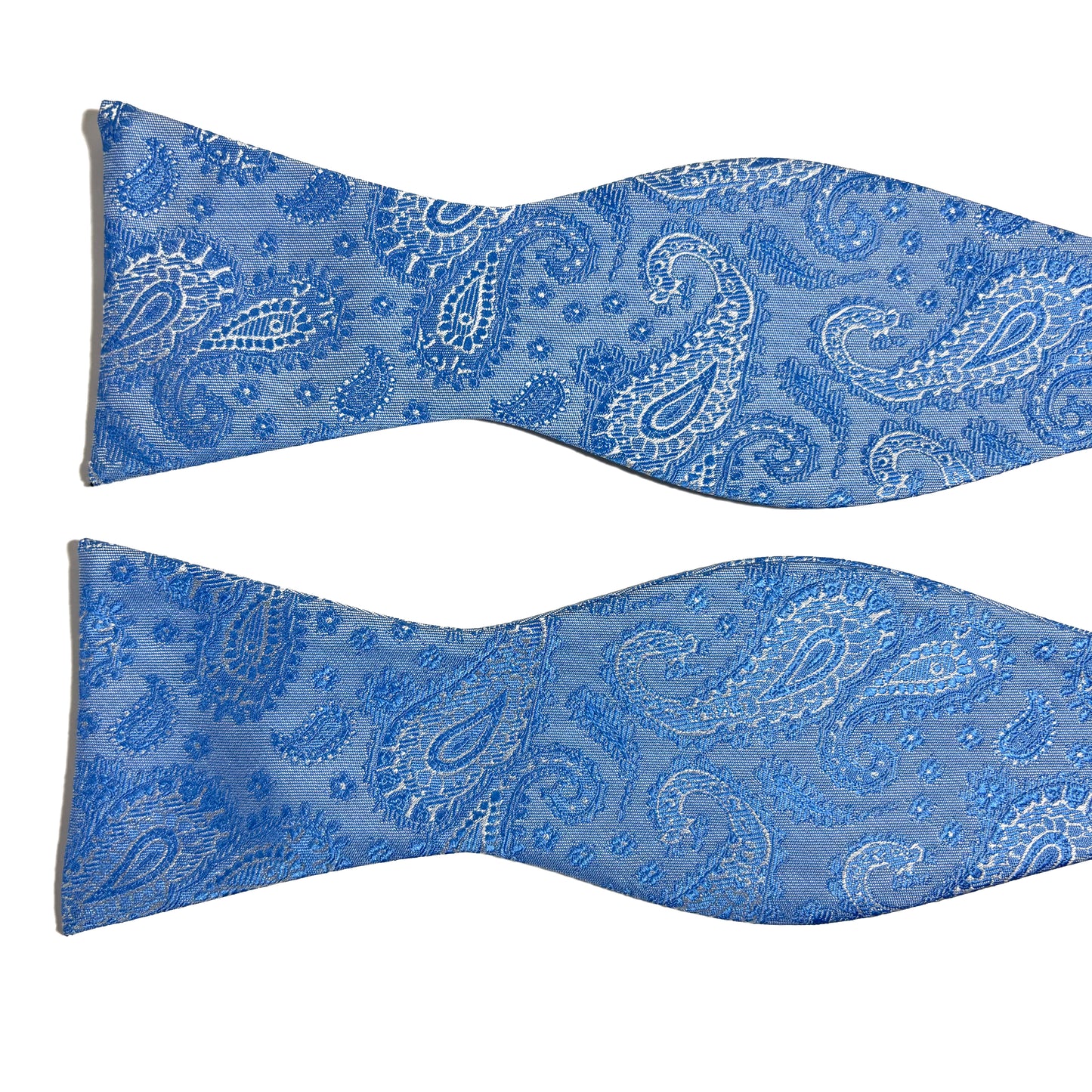 Self-Tie Light Blue Paisley Silk Bow Tie