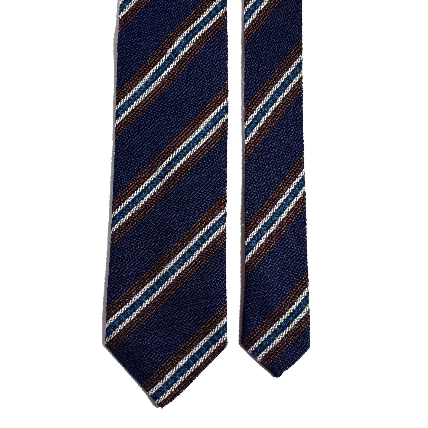 Royal Blue Striped Silk Grenadine Tie (Garza Fina) - Handmade in Italy