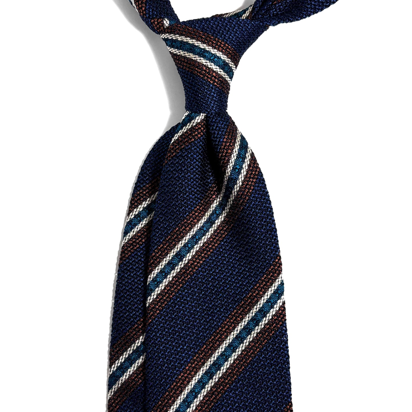 Royal Blue Striped Silk Grenadine Tie (Garza Fina) - Handmade in Italy