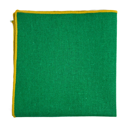 Green & Yellow Linen/Cotton Pocket Square