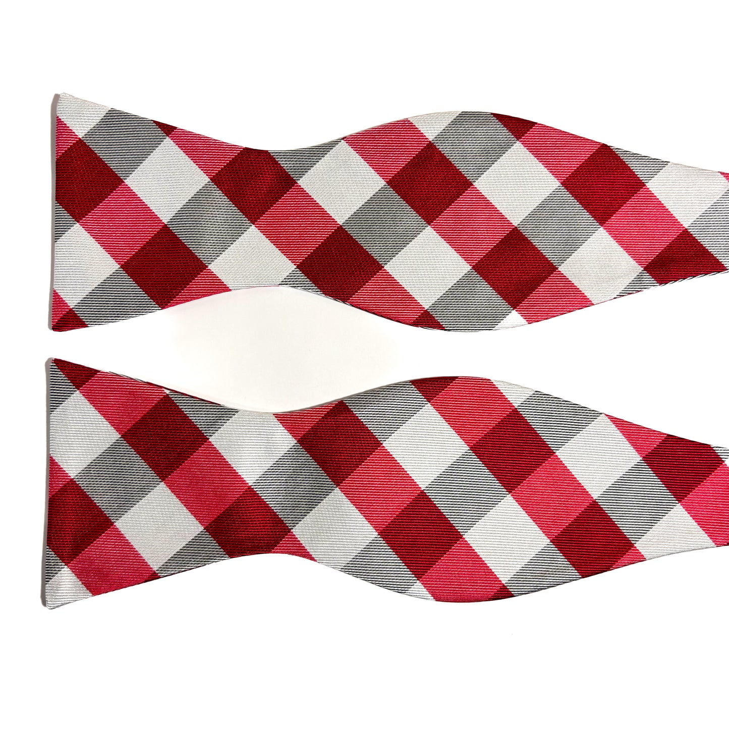 Self-Tie Red & White Plaid Silk Bow Tie