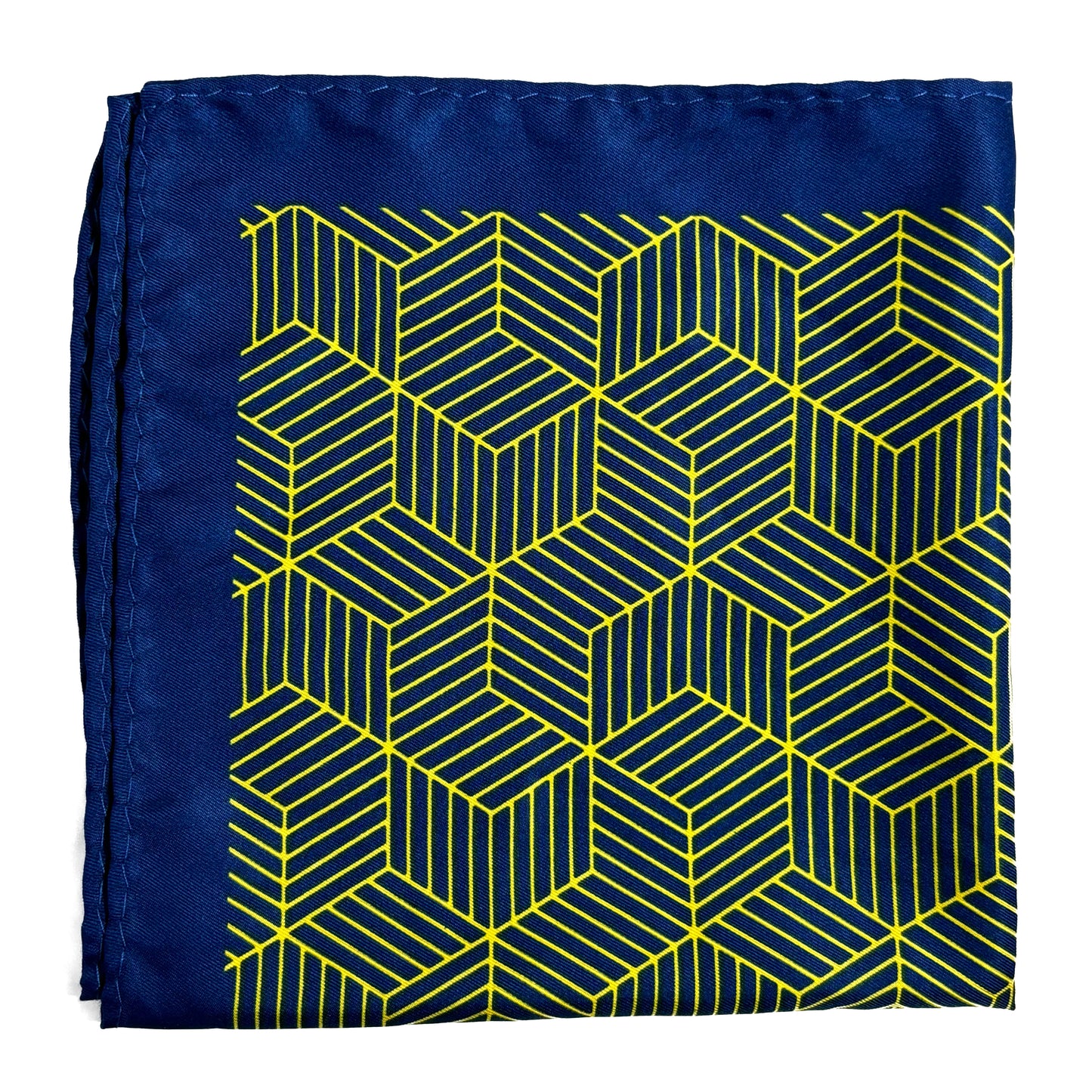 Blue & Yellow Geometric Hexagon Pocket Square