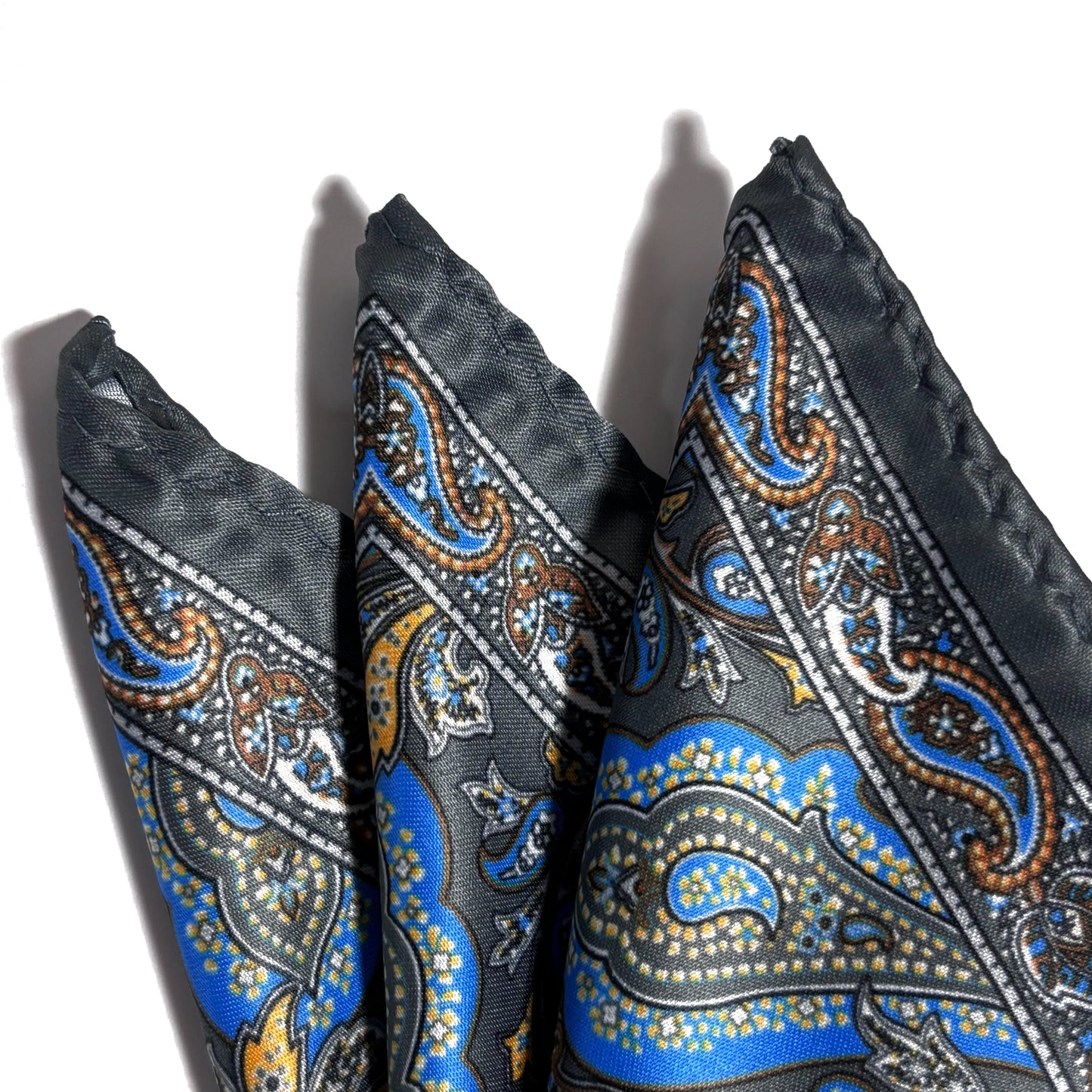 Gray & Blue Paisley Pocket Square