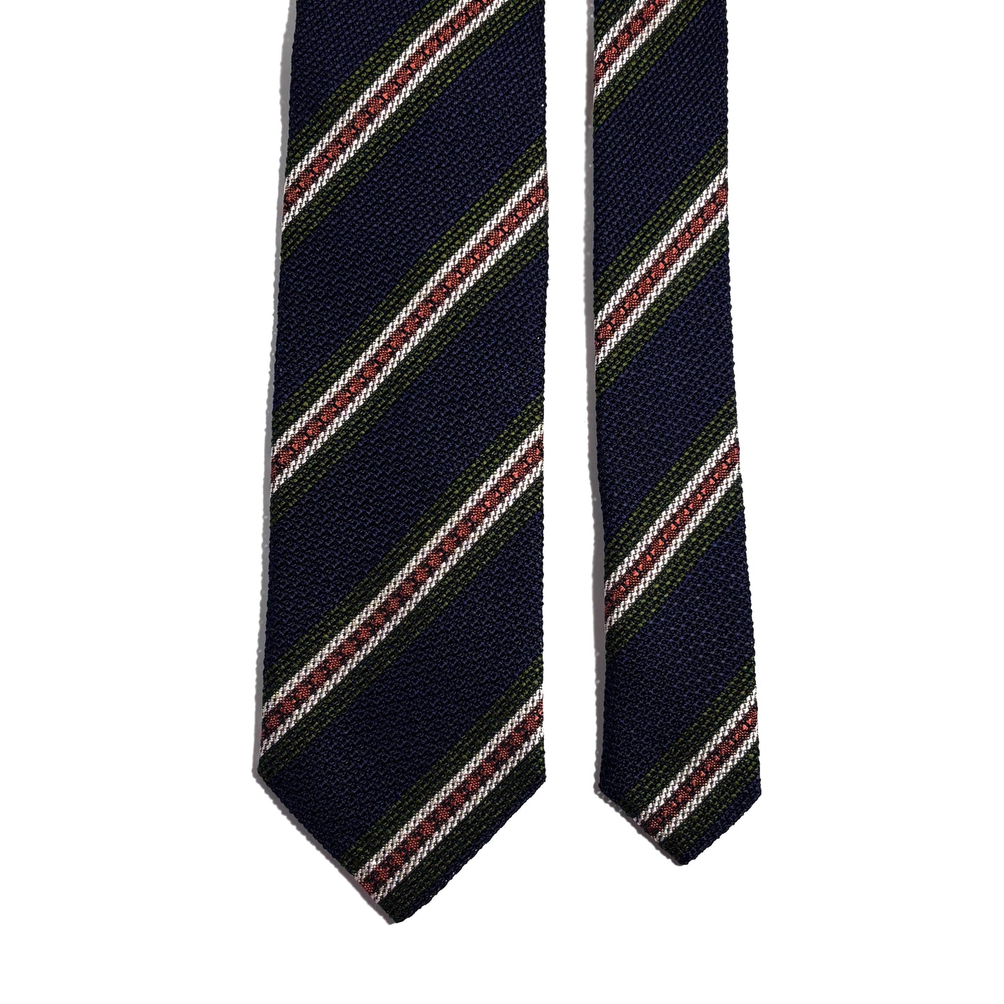 Navy Blue Striped Silk Grenadine Tie (Garza Fina) - Handmade in Italy