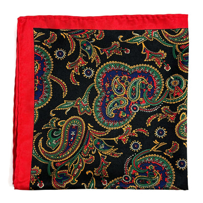 Black & Red Paisley Pocket Square