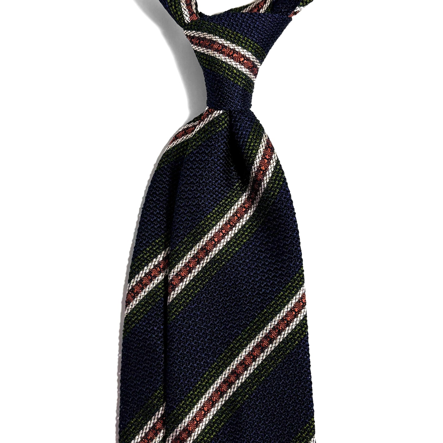 Navy Blue Striped Silk Grenadine Tie (Garza Fina) - Handmade in Italy