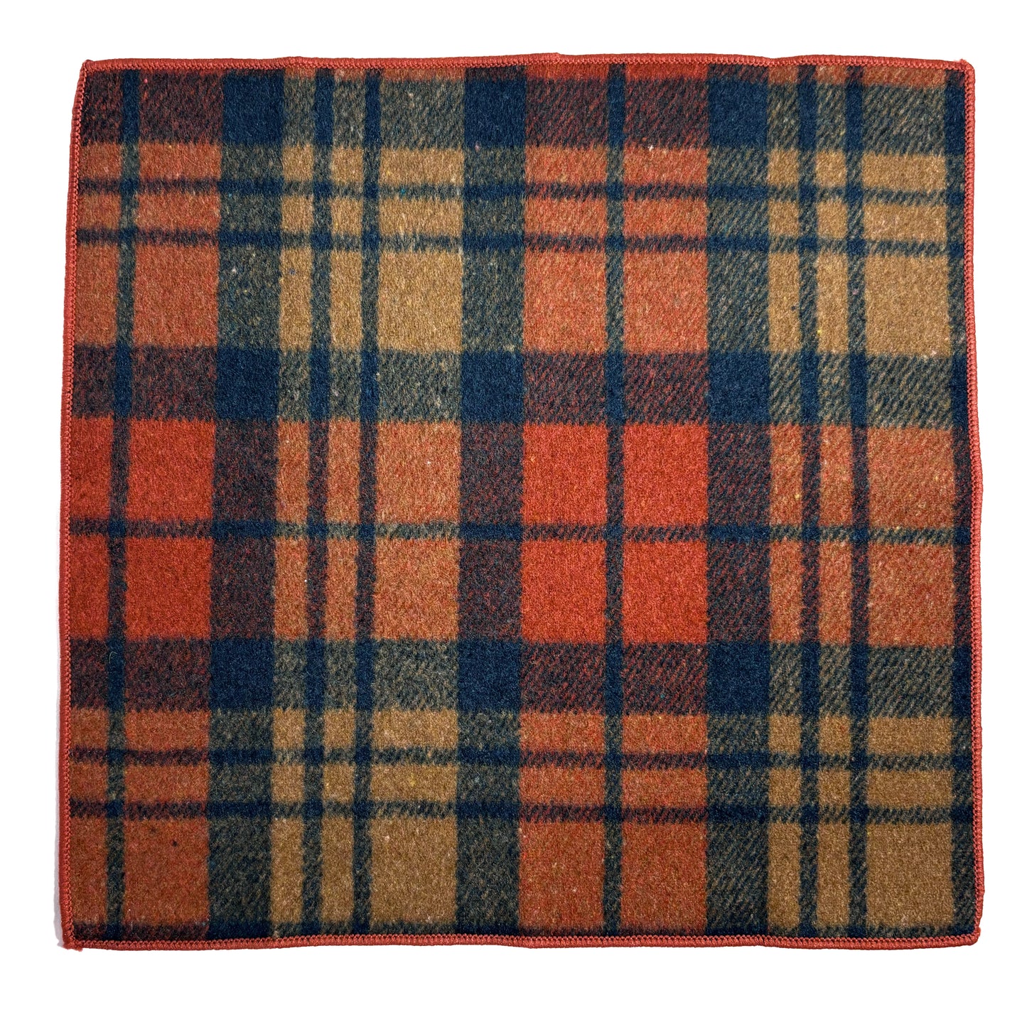 Orange Tartan Wool Pocket Square