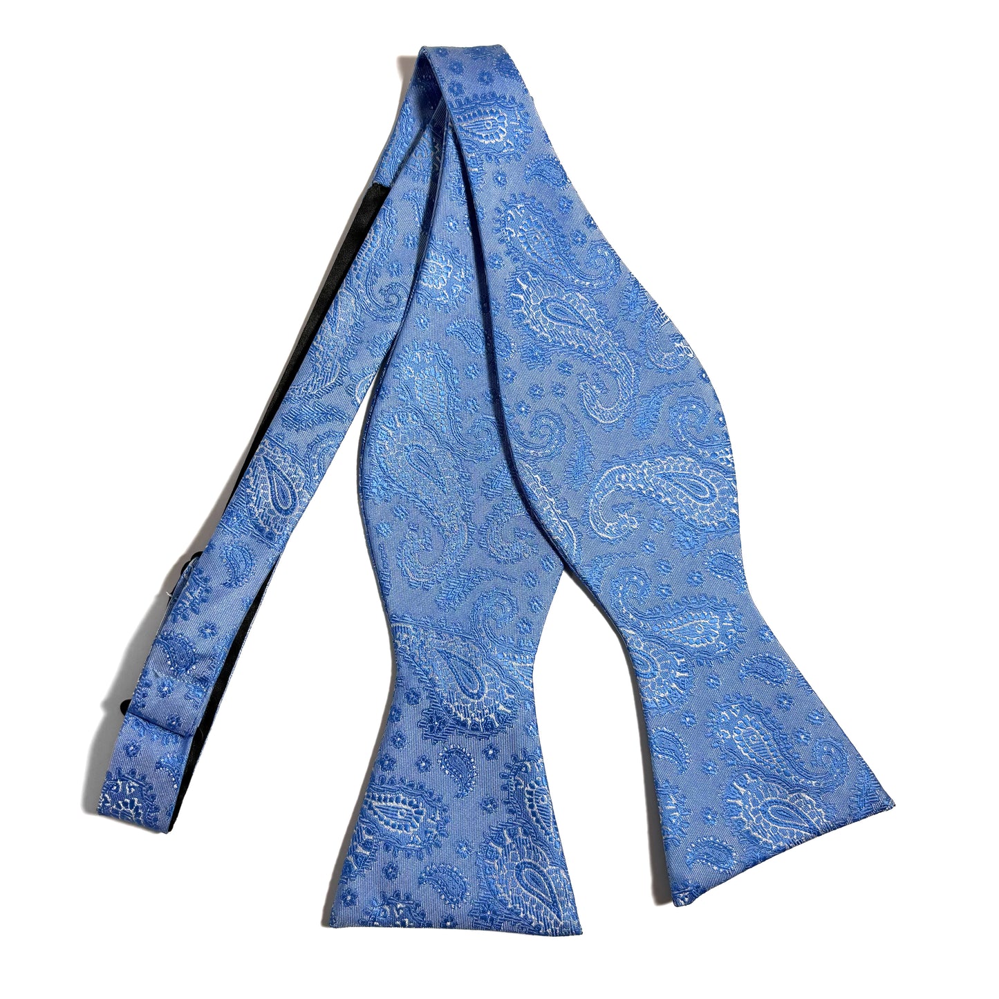Self-Tie Light Blue Paisley Silk Bow Tie