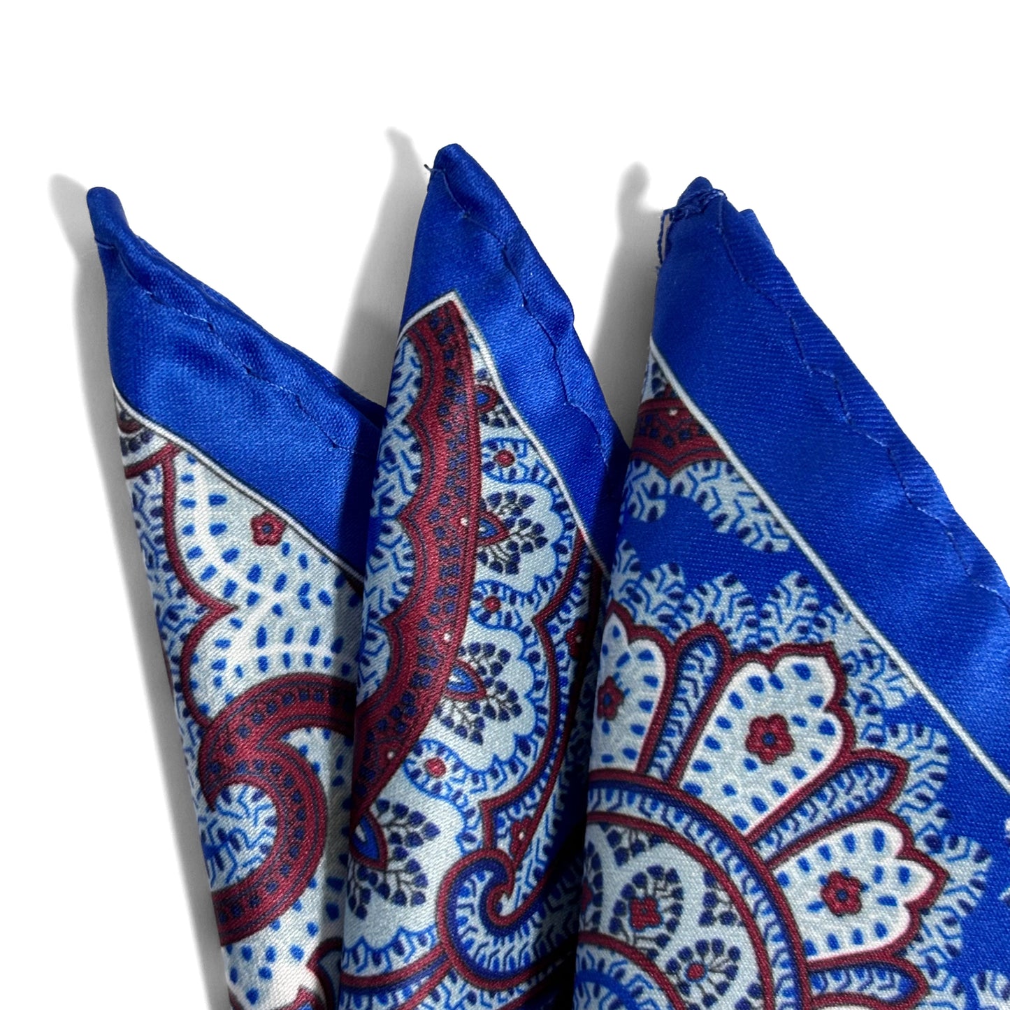 Royal Blue & Burgundy Paisley Pocket Square