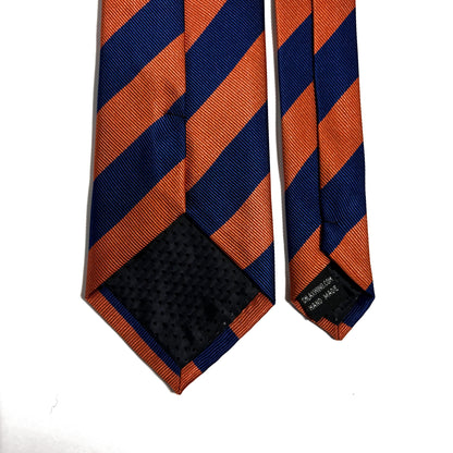 Navy Blue & Orange Striped Repp Tie