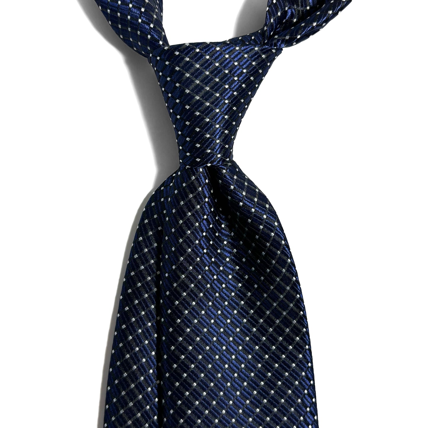 Navy Blue Micro-Geometric Dot Jacquard Tie