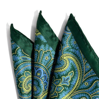 Green Paisley Pocket Square