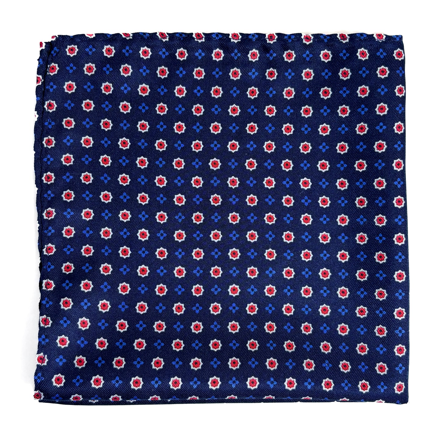 Navy Blue Floral Pocket Square