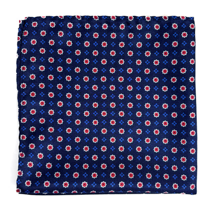 Navy Blue Floral Pocket Square