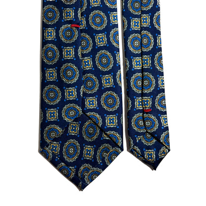 Navy Blue Medallion Printed Tie