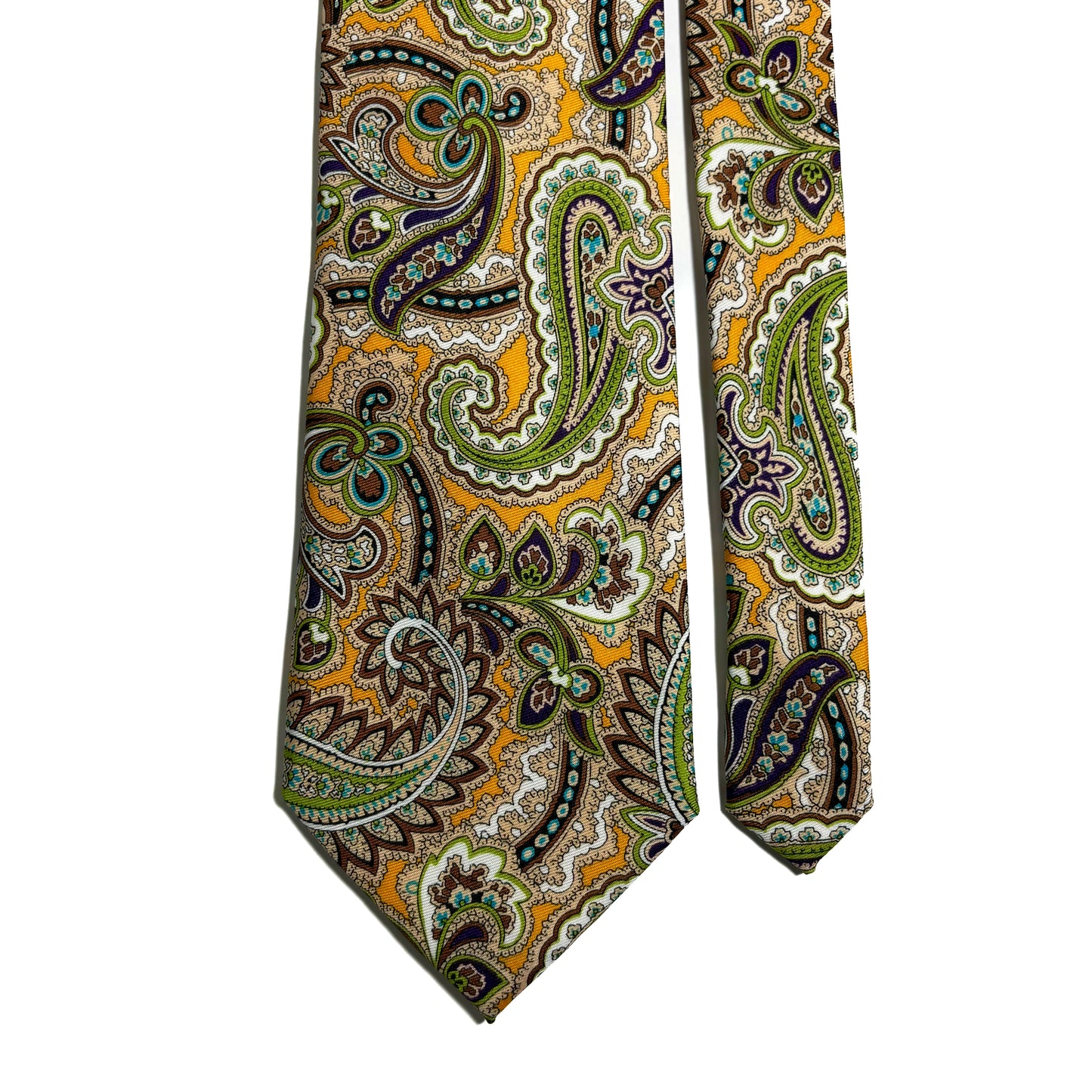 Yellow & Green Paisley Silk Tie