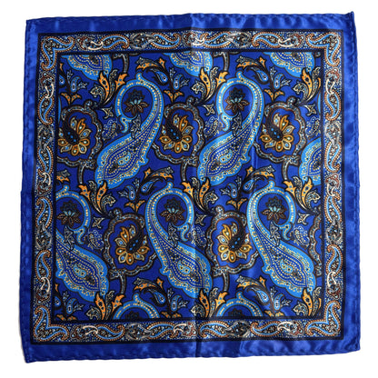 Royal Blue & Gold Paisley Pocket Square