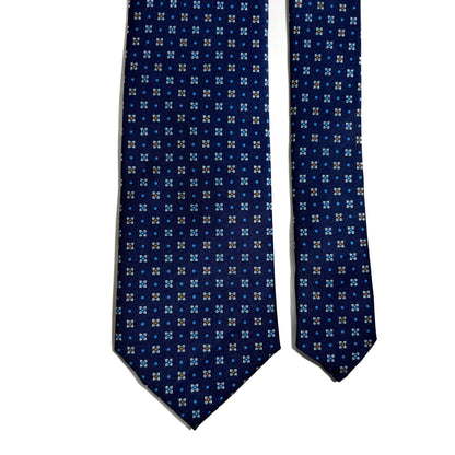 Navy Blue Floral Geo Printed Tie