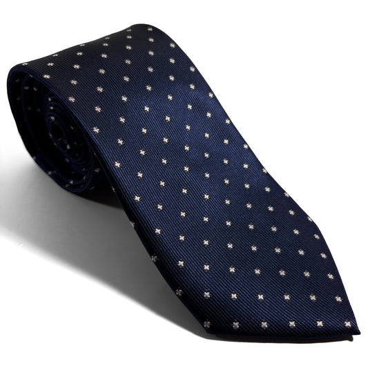 Navy Blue Star Jacquard Tie