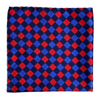 Blue & Red Square Geo Pocket Square