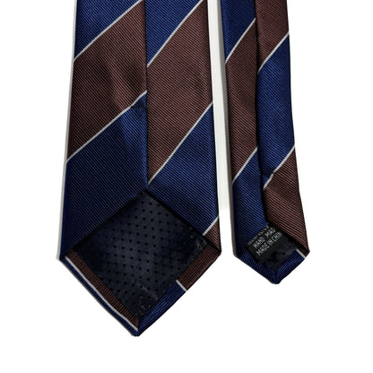 Brown & Blue Striped Repp Tie