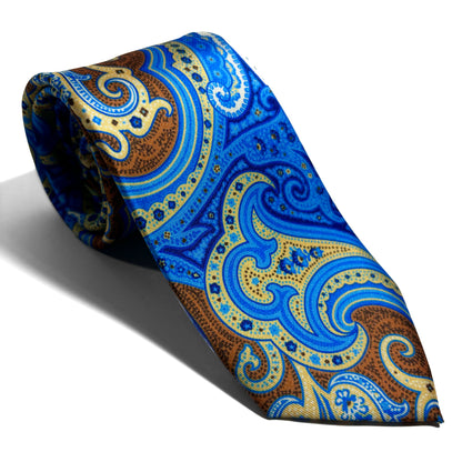 Beach Blue Paisley Printed Tie