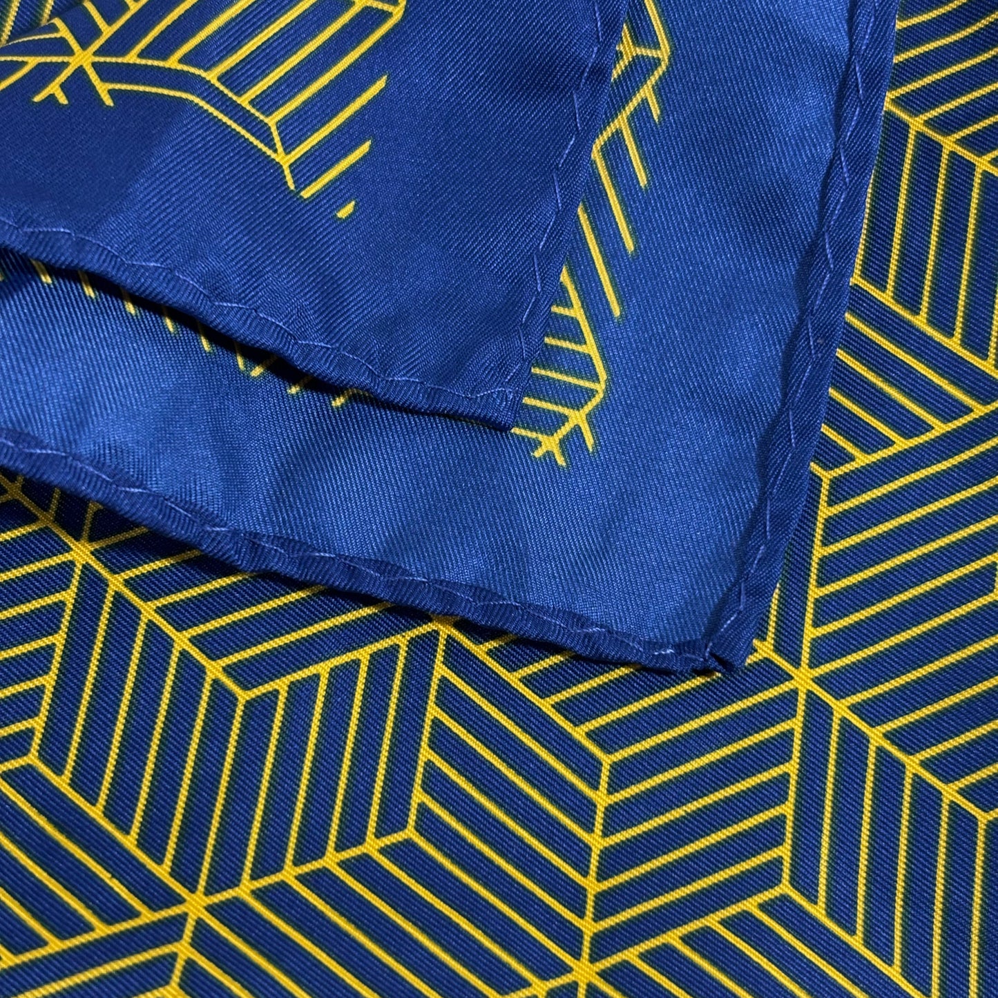 Blue & Yellow Geometric Hexagon Pocket Square