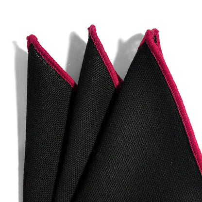 Black & Red Linen/Cotton Pocket Square