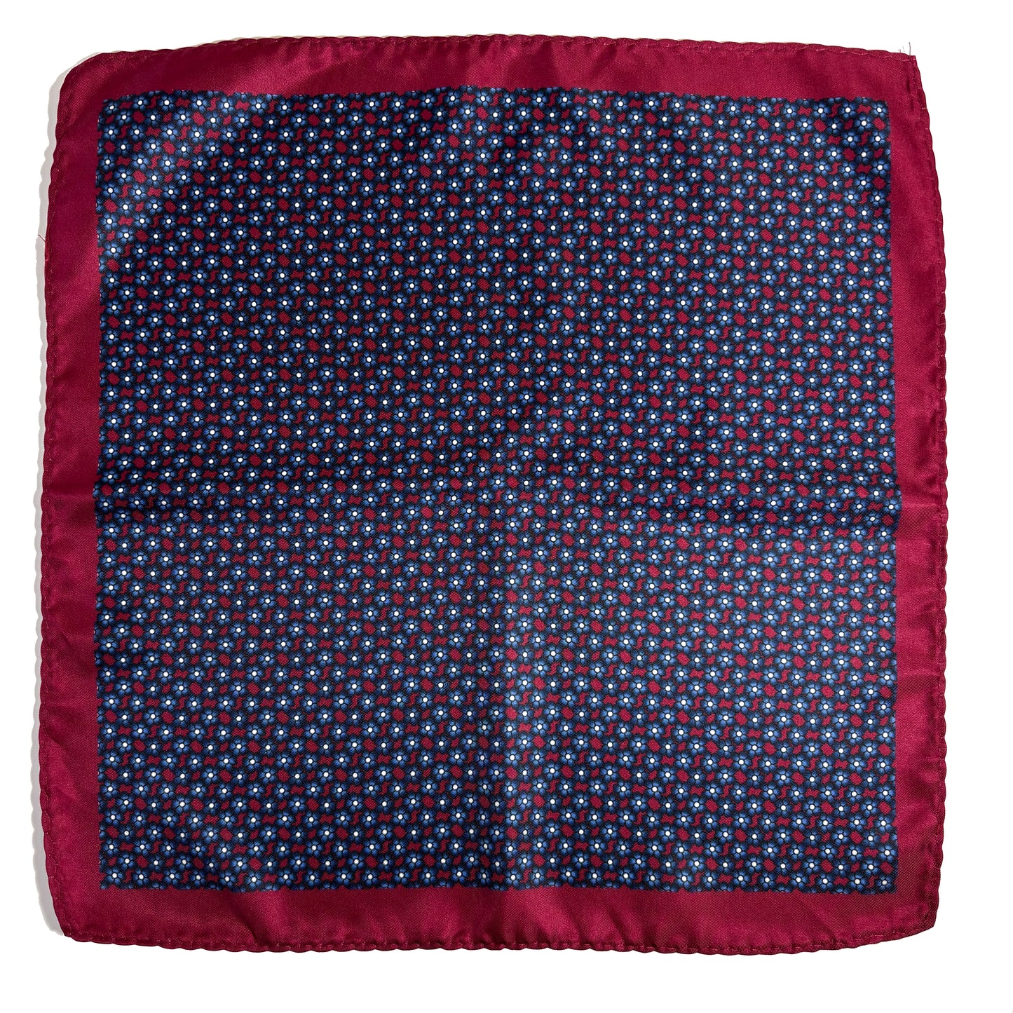 Navy Blue & Burgundy Floral Pocket Square