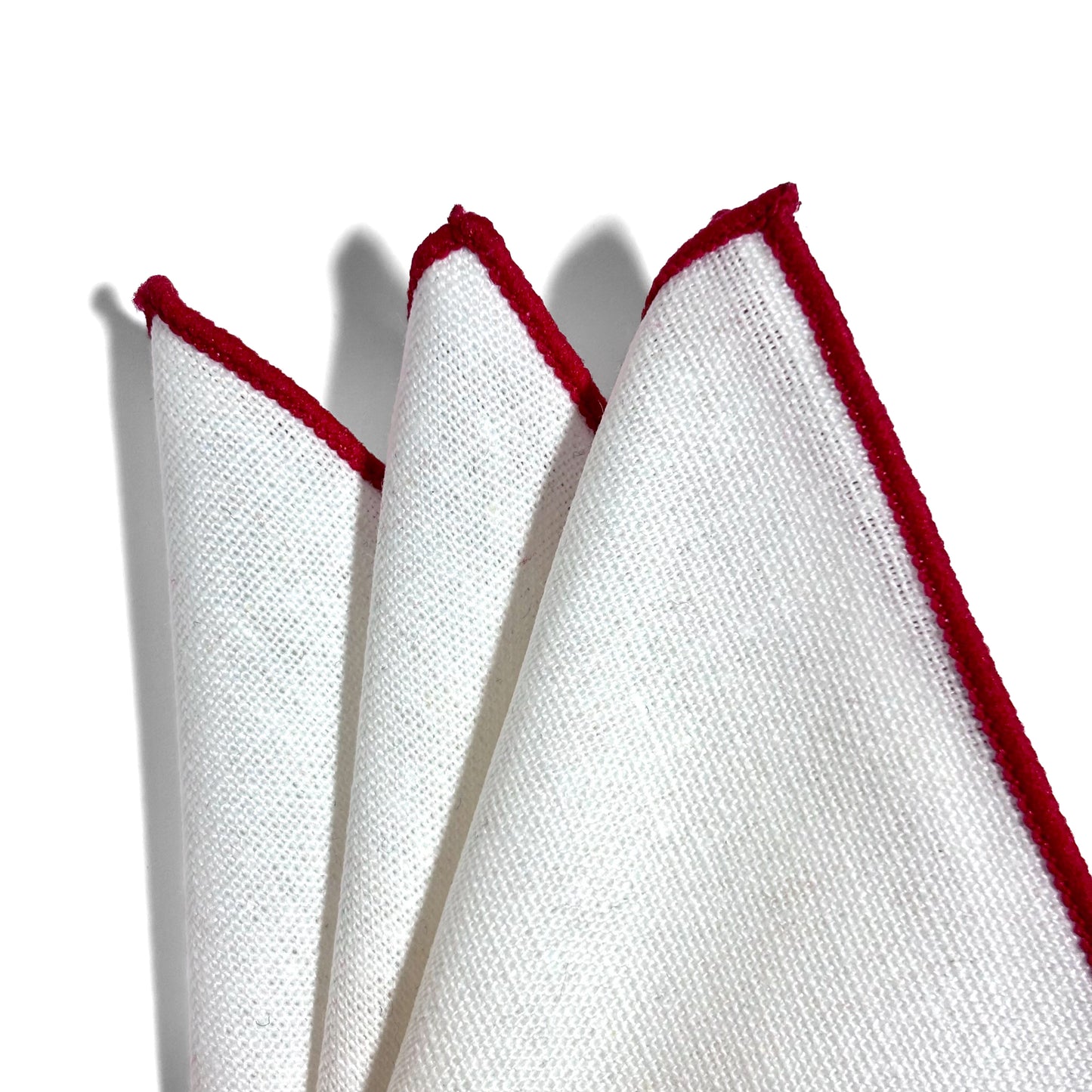 White & Red Linen/Cotton Pocket Square