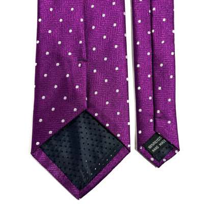 Magenta Herringbone Polka Dot Jacquard Tie