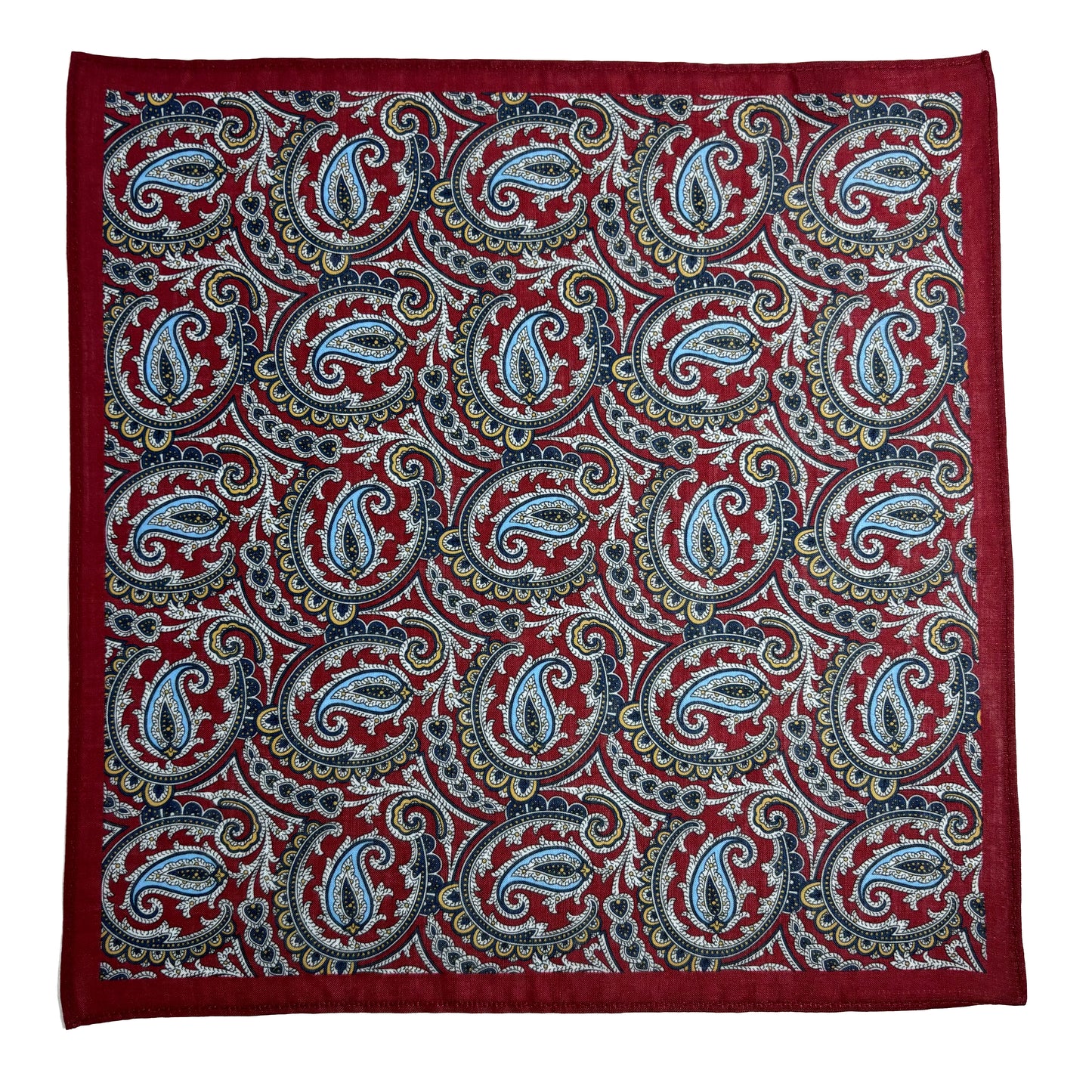 Burgundy Paisley Ramie Pocket Square