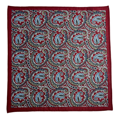 Burgundy Paisley Ramie Pocket Square