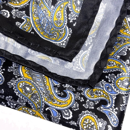 Black & Yellow Paisley Pocket Square